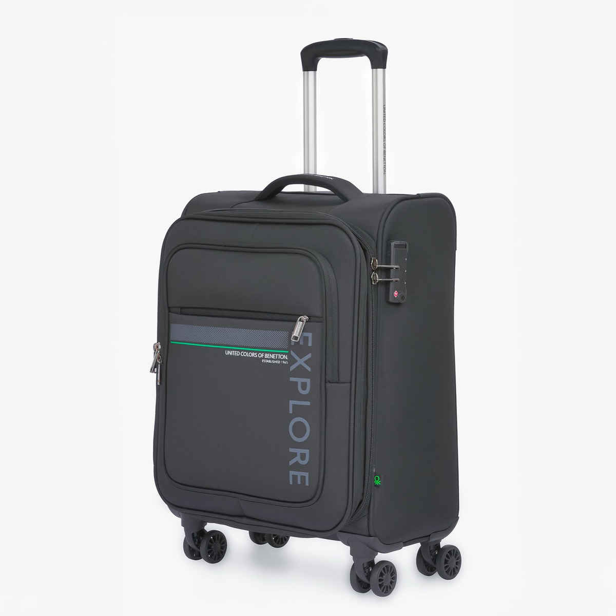United Colors Of Benetton Unisex Solid Polyester 61 L Telescopic Trolley Bag | Black - S