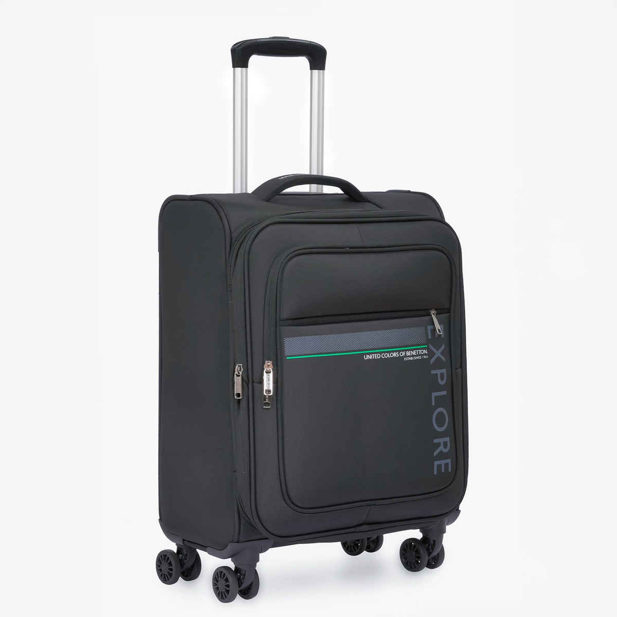 United Colors Of Benetton Unisex Solid Polyester 61 L Telescopic Trolley Bag | Black - S