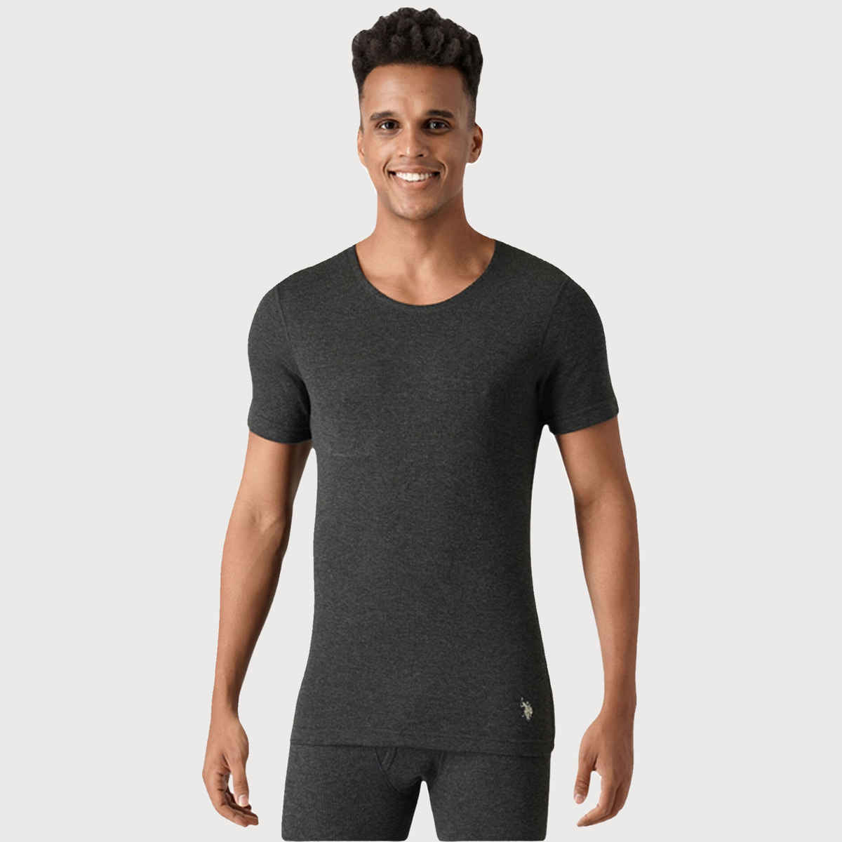 U.S. Polo Assn. Men's Slim Fit Tri Blend I751 Thermal T-Shirt - Charcoal - M