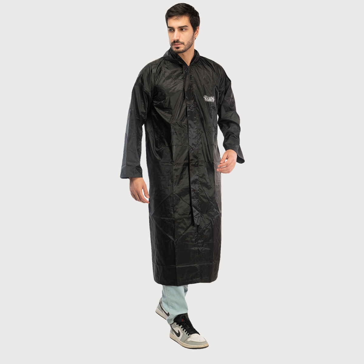 Fendo Ruby Cindrella Rain Coat for Men Long Overcoat Bike Rain Jacket | Black | XXL
