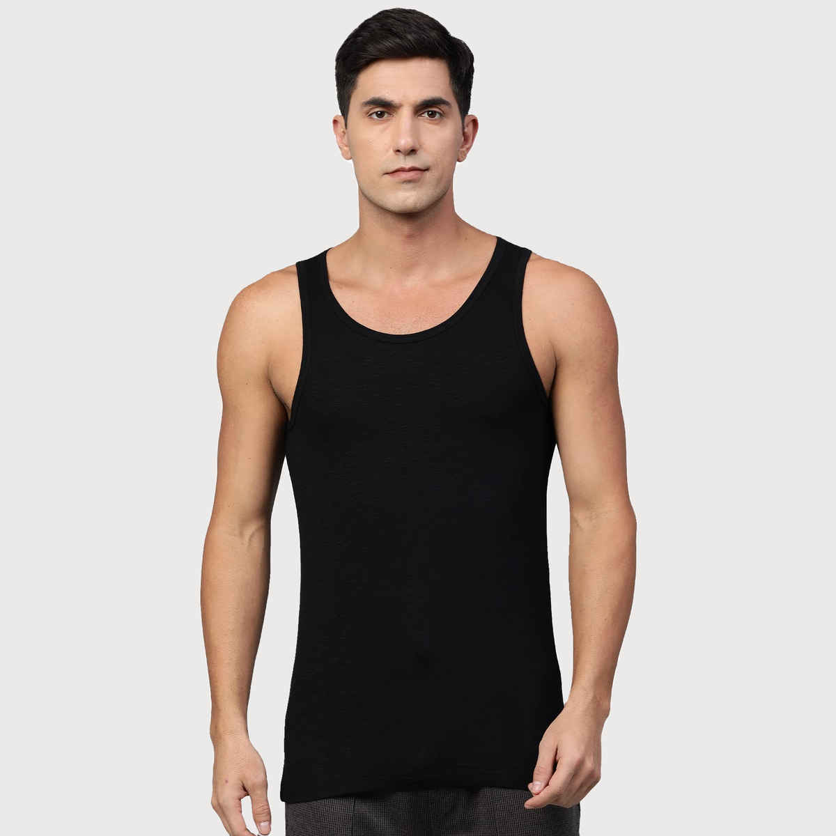 Heelium Bamboo Vest for Men | Super Soft-Odour Free & Comfort Fit | Pack of 1 - Black | L