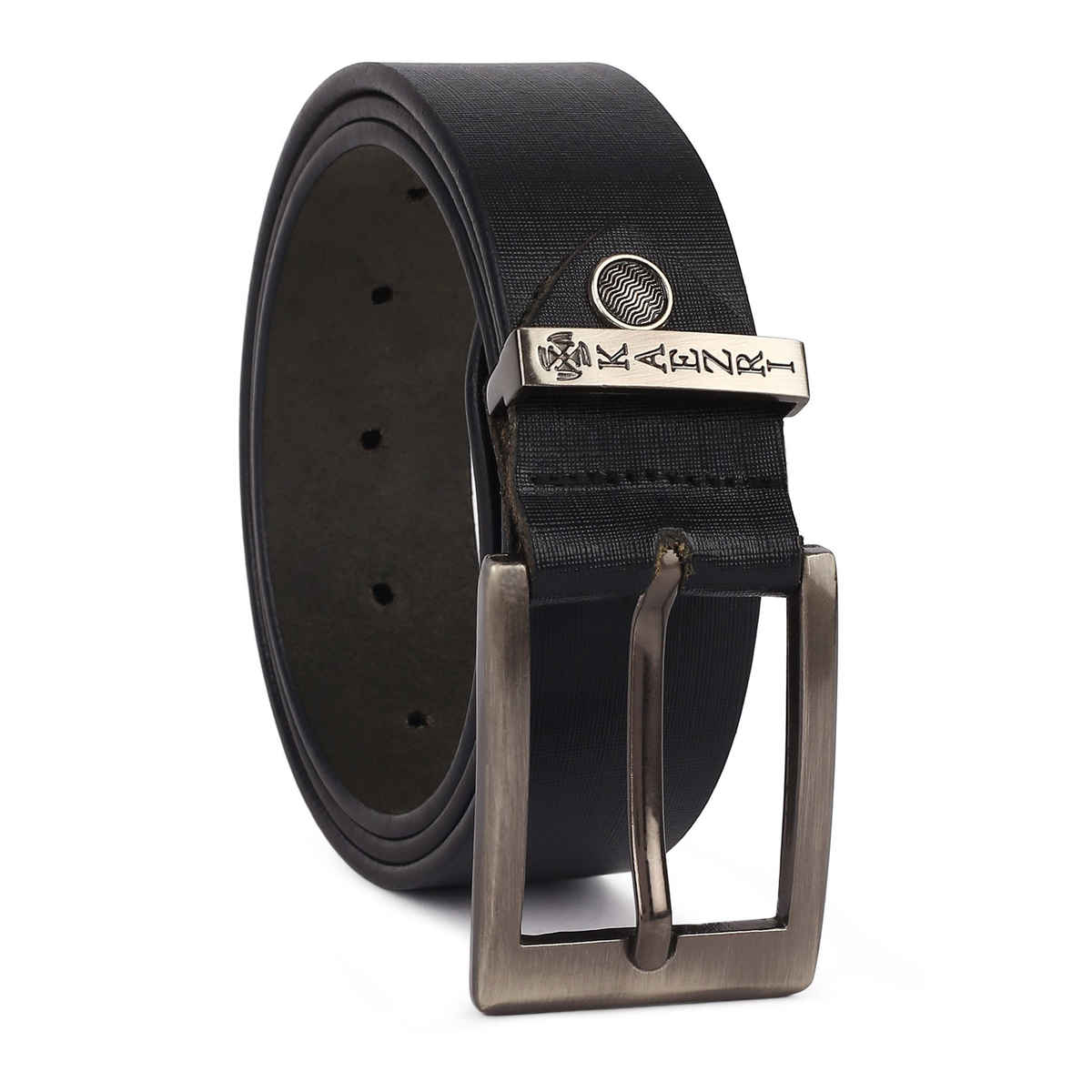 Kaezri Genuine Leather Black Liner Belt for Men | Wrinkle - 38
