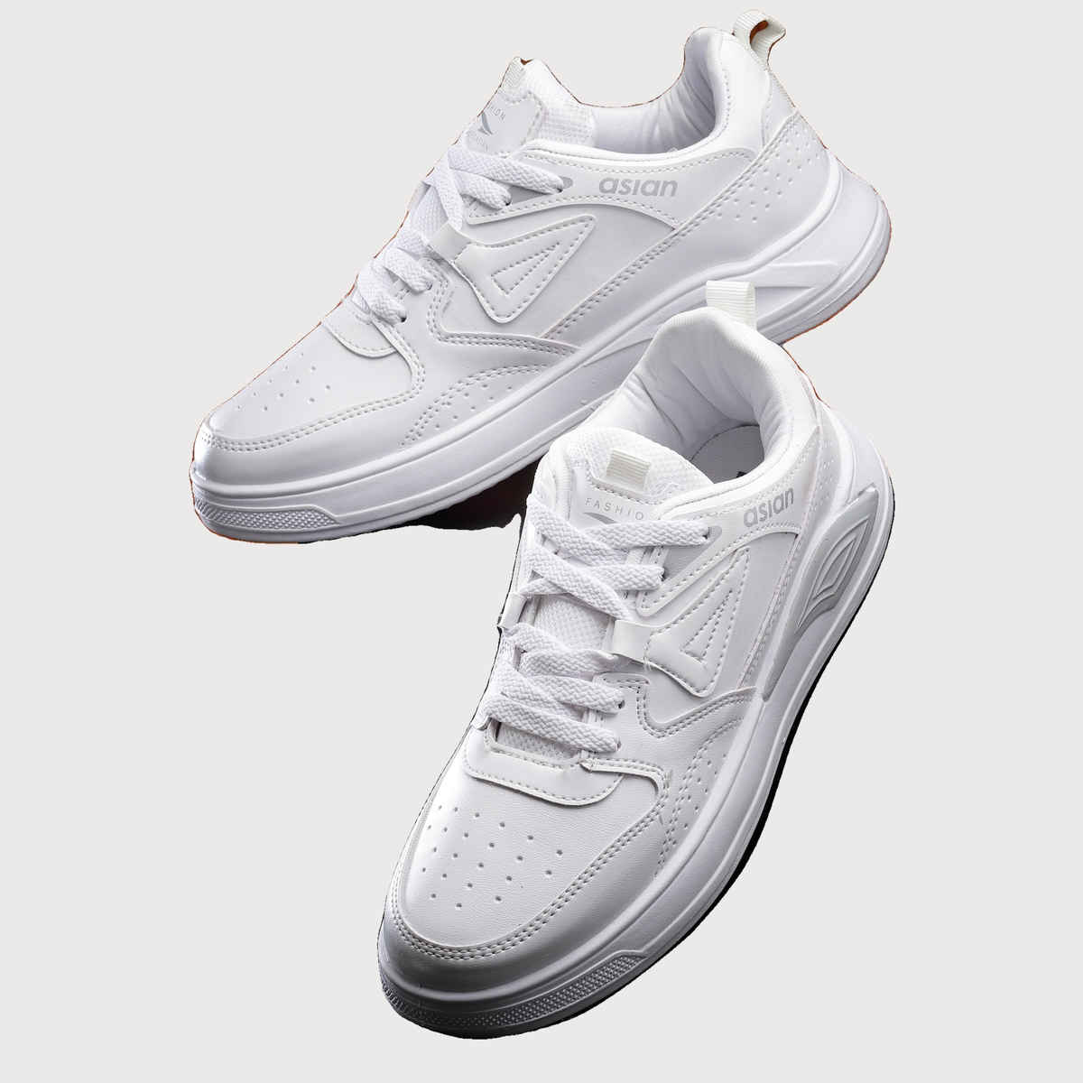 Asian Men s Moscow-01 Full White Sneakers | UK-8