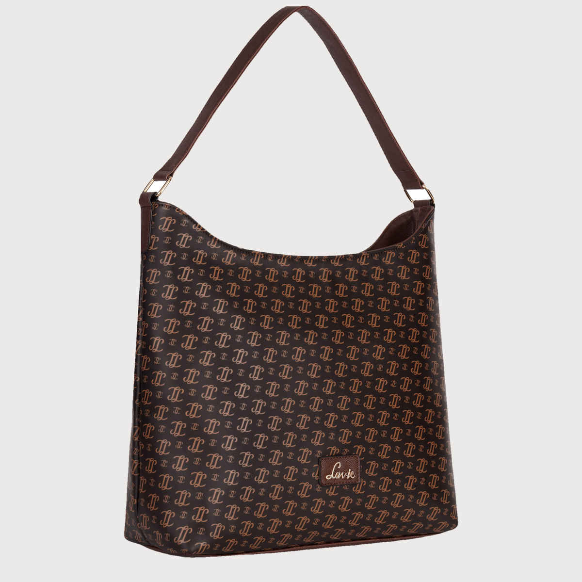 Lavie Women's Portia Monogram LL Print Hobo Handbag for | Shoulder Bag | Choco