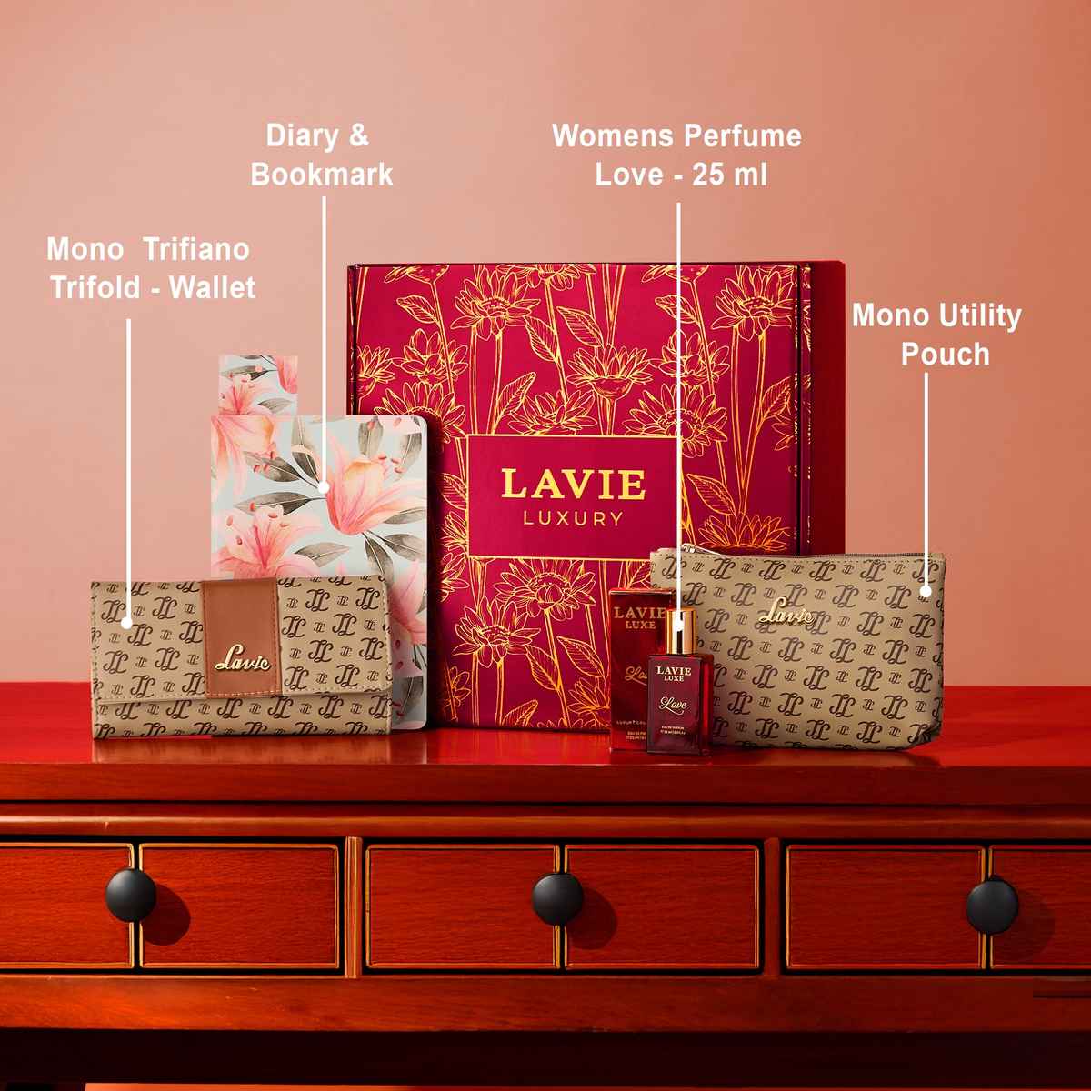 Lavie Scarlet Wallet 1 Women Gift Set