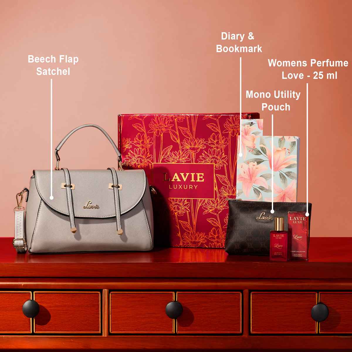 Lavie Scarlet Handbag 1 Women Gift Set