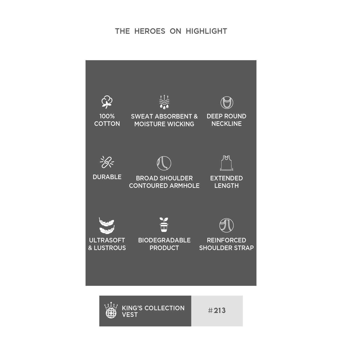 Rupa Colors Men's King's Collection Royal Vest Style 213 White - 80 cm Pack of 2