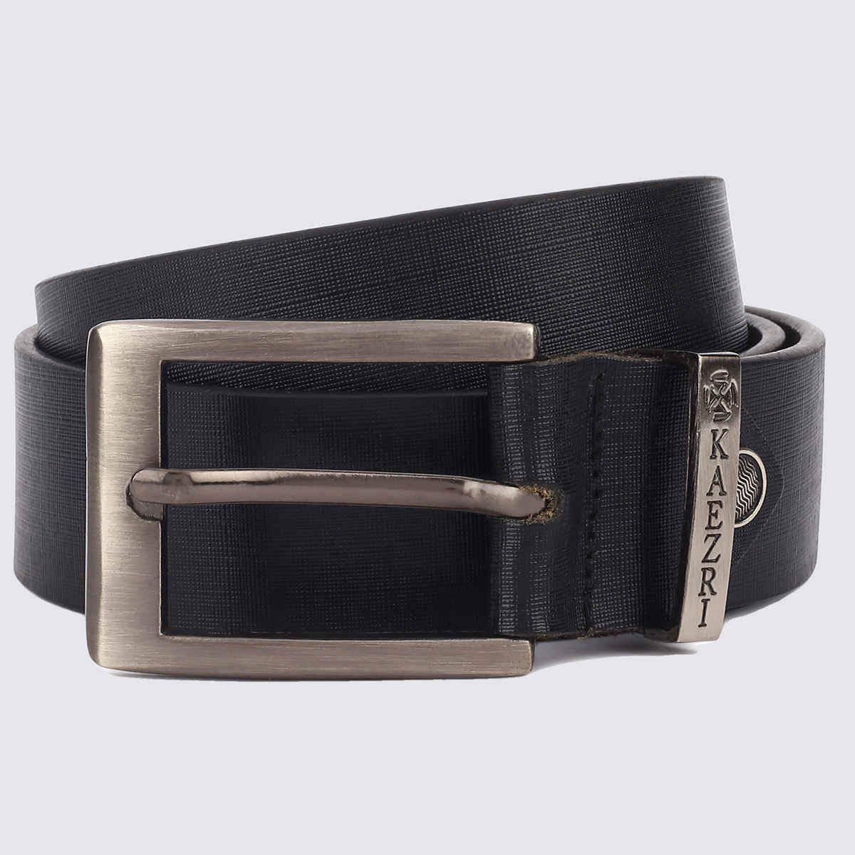 Kaezri Genuine Leather Black Liner Belt for Men | Wrinkle - 42