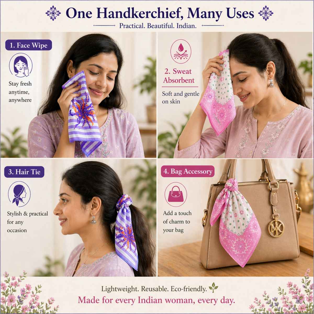 Royal Mart Women's Cotton Handkerchiefs for Daily Use | Multicolour