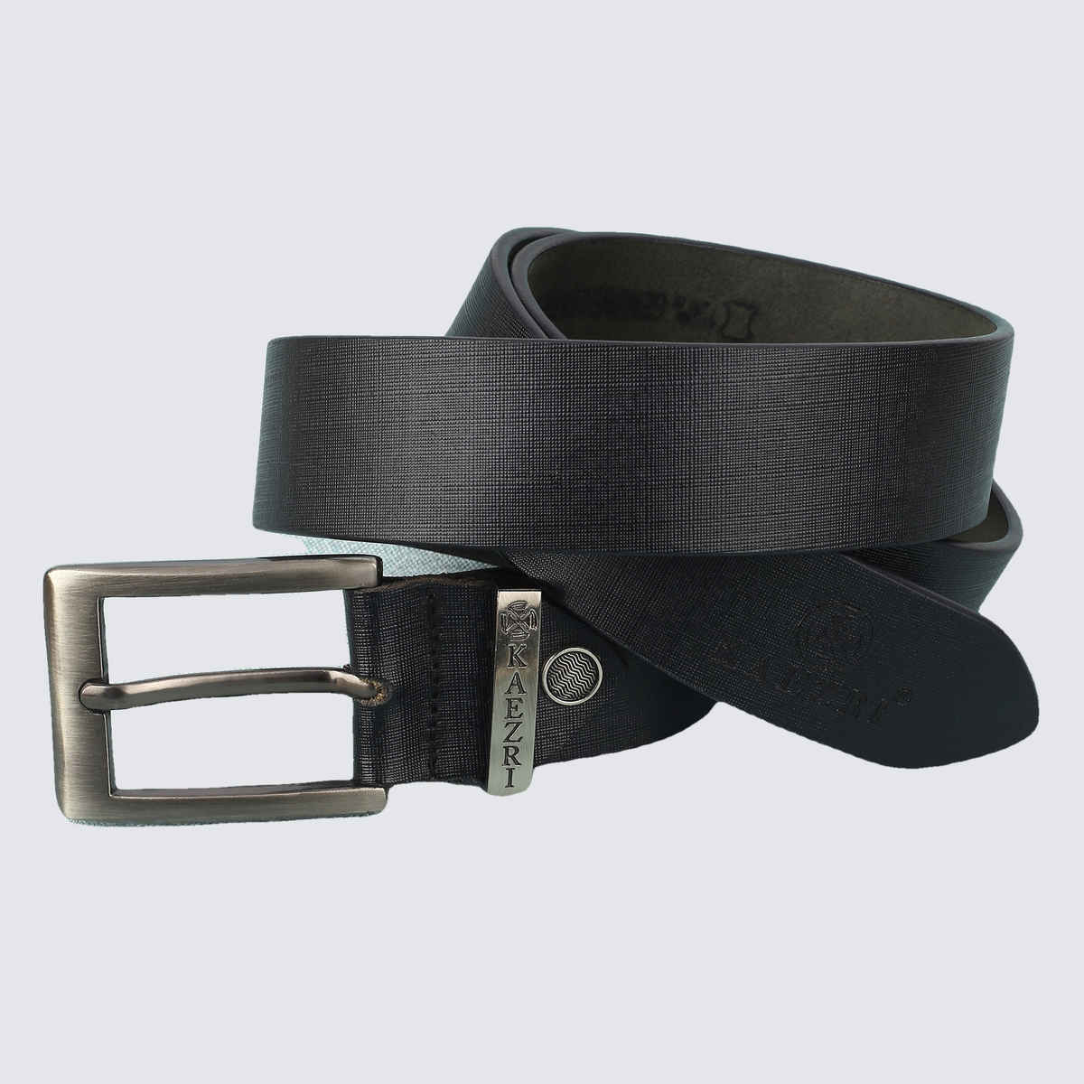 Kaezri Genuine Leather Black Liner Belt for Men | Wrinkle - 38