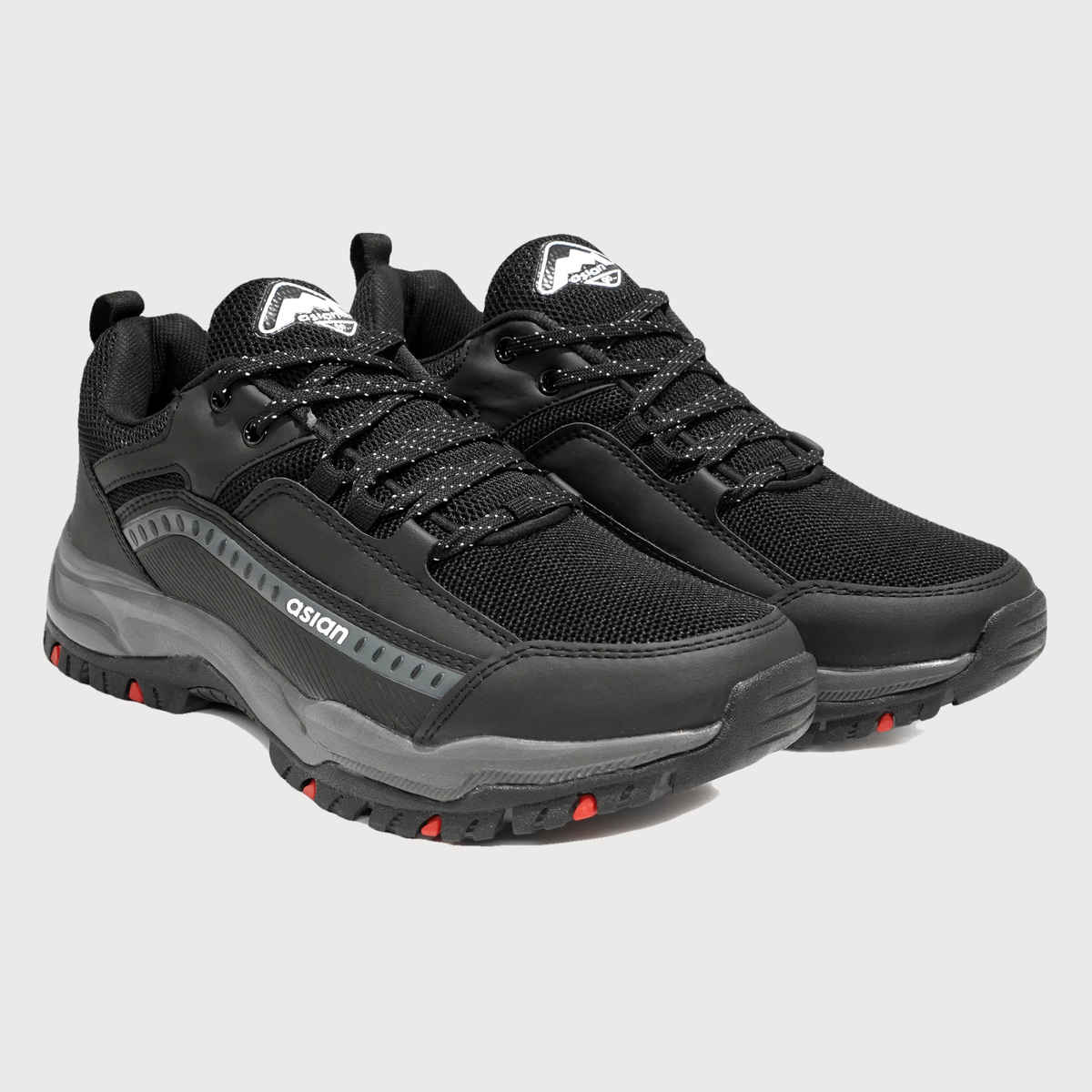 Asian Men s Everest-01 Black Trekking Shoes | UK-10