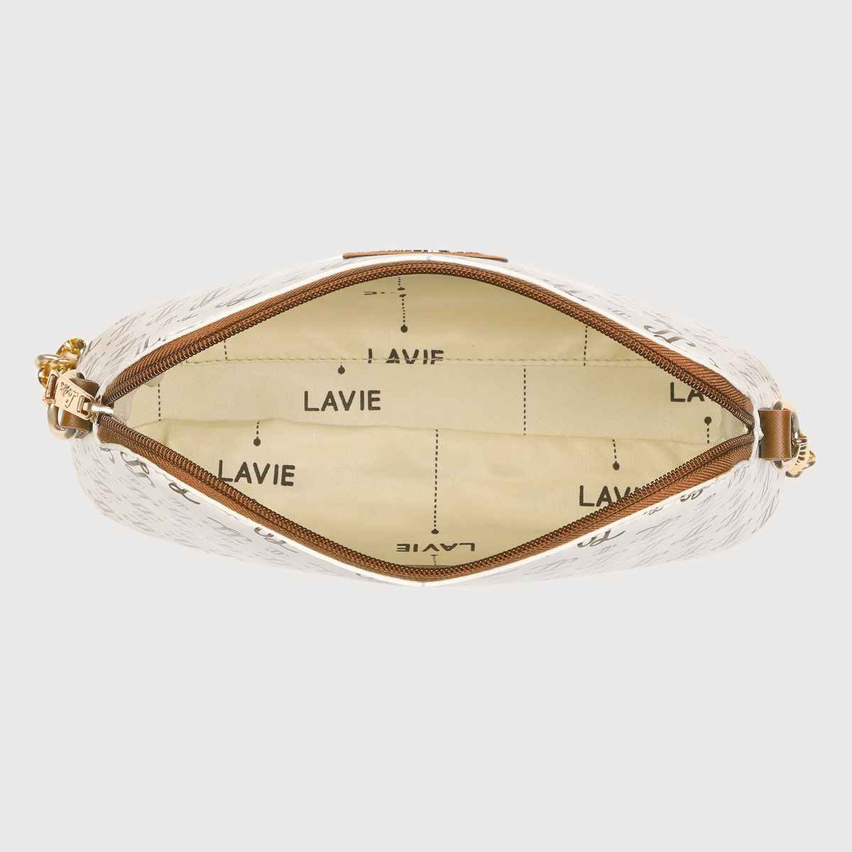 Lavie Women's Janet Monogram LL Print Cross Body Sling Bag | Ladies Purse Handbag | Off White