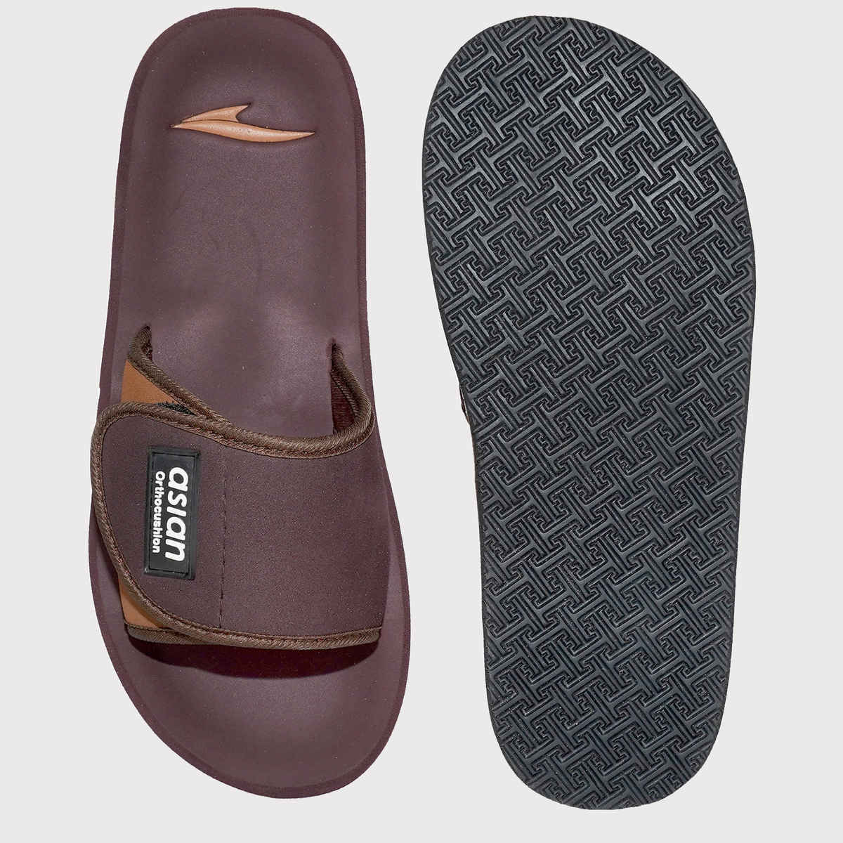 Asian Men's Fabrication Slides | AFG-706 | Brown and Tan - UK 10