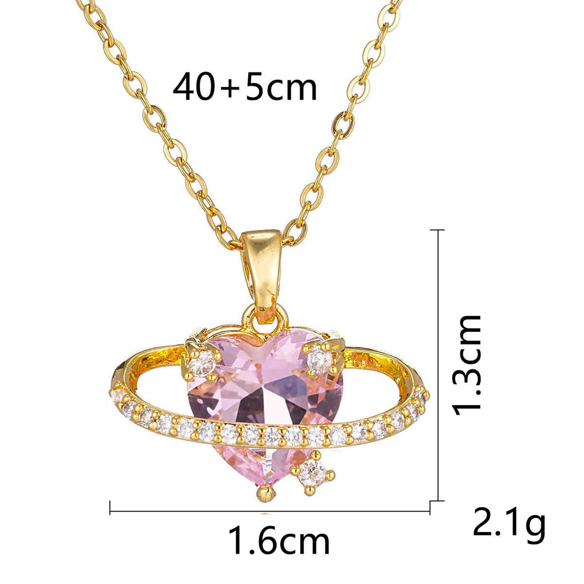 Beautynx Pink Saturn Heart Necklace | Pink | BNX-NK-0034