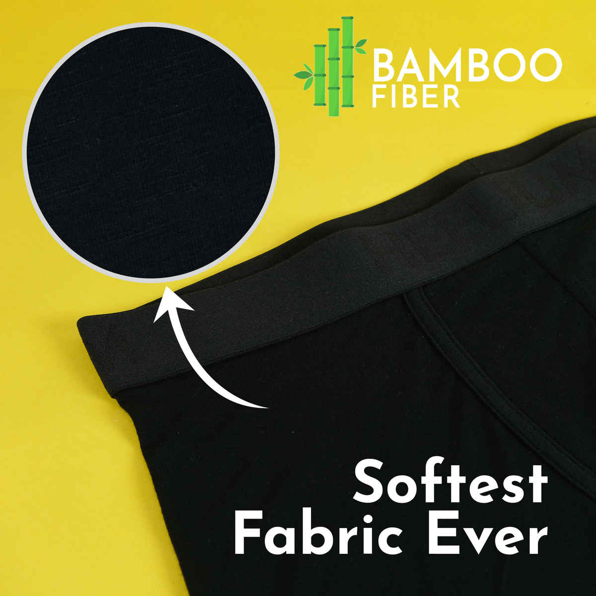 Heelium Bamboo Men's Trunks - L | Superior Softness | Solid | Black