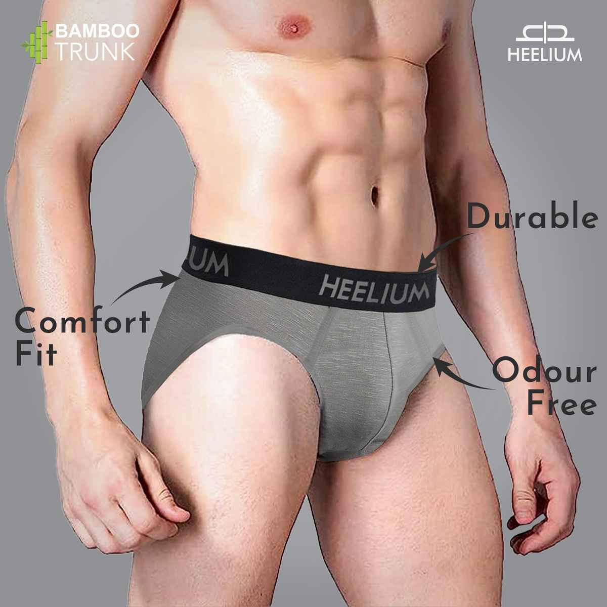 Heelium Bamboo Underwear for Men (Brief) | Soft, Comfortable & Odour Free | Pack of 1 - Grey - M