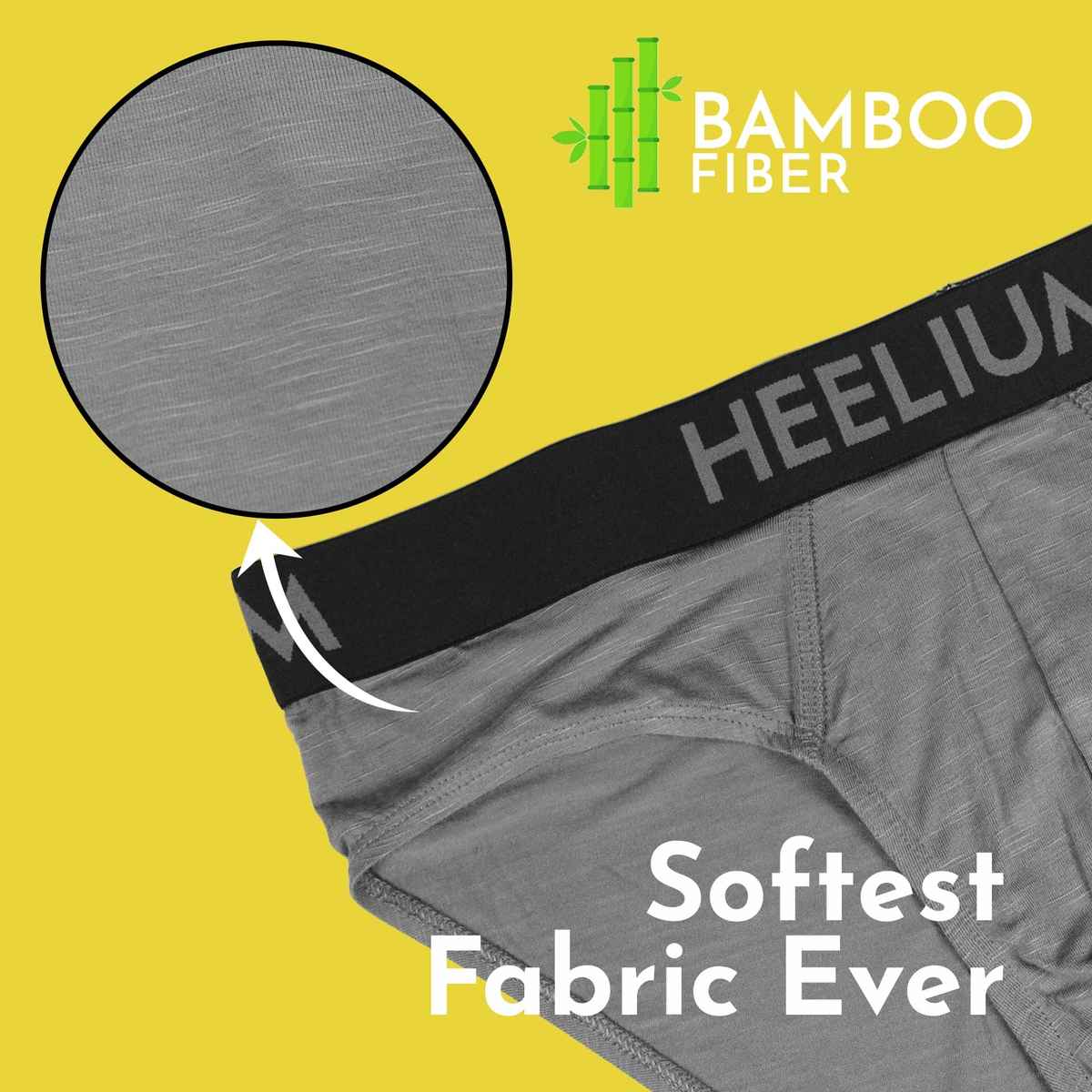 Heelium Bamboo Underwear for Men (Brief) | Soft, Comfortable & Odour Free | Pack of 1 - Grey - M