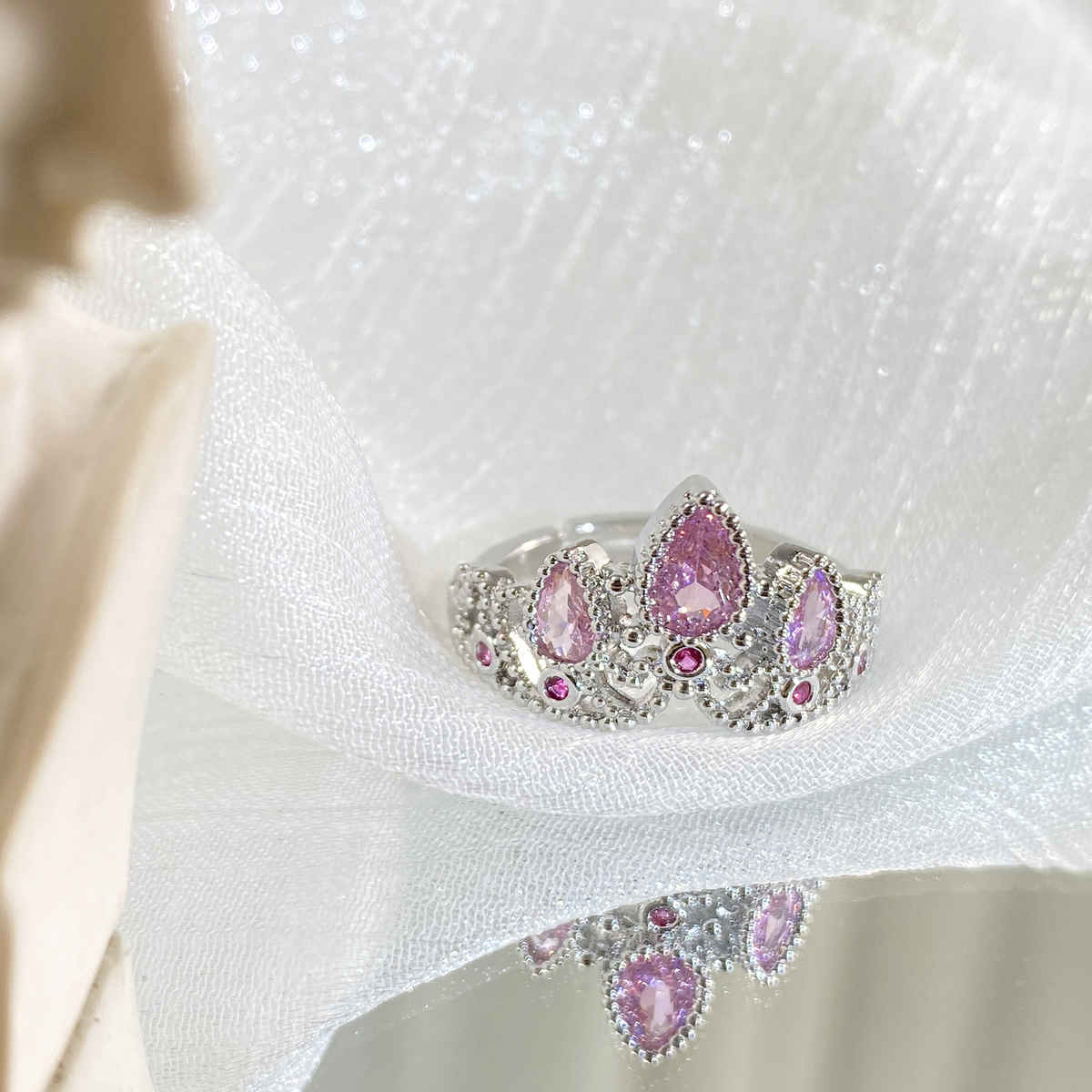 Lavie Women'S Chirpy Envelope Clutch  (1pc) & Beautynx Royal Pink Tiara Ring | Silver  (1pc) Combo