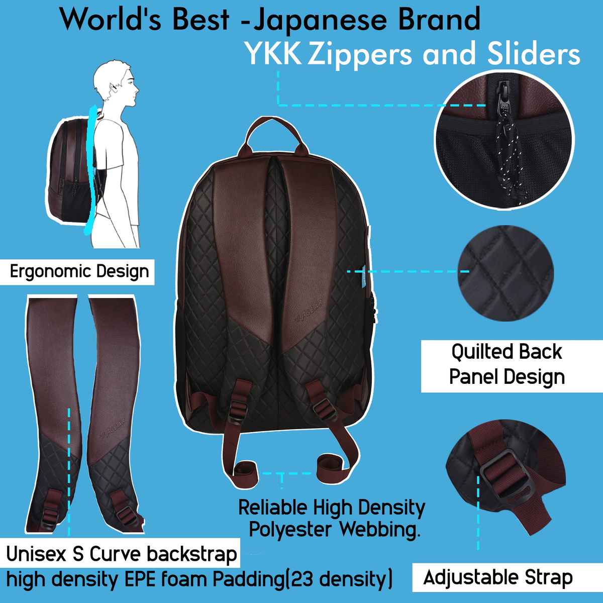 F Gear Unisex Solid Artificial Leather 22 L Laptop Backpack | Brown - 15.6 Inches