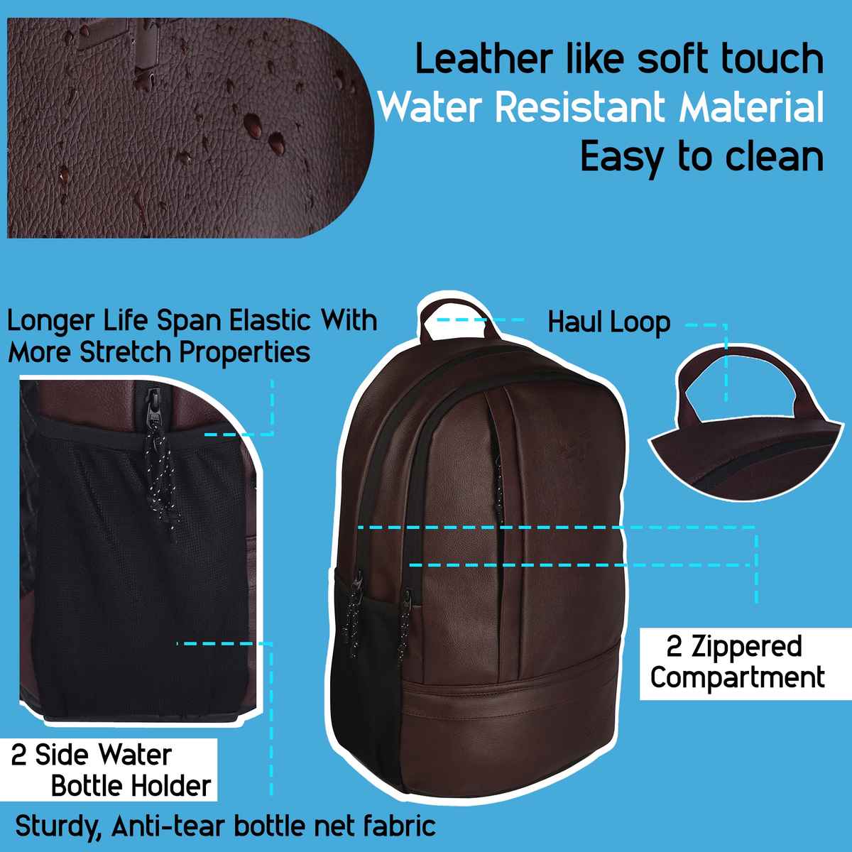 F Gear Unisex Solid Artificial Leather 22 L Laptop Backpack | Brown - 15.6 Inches