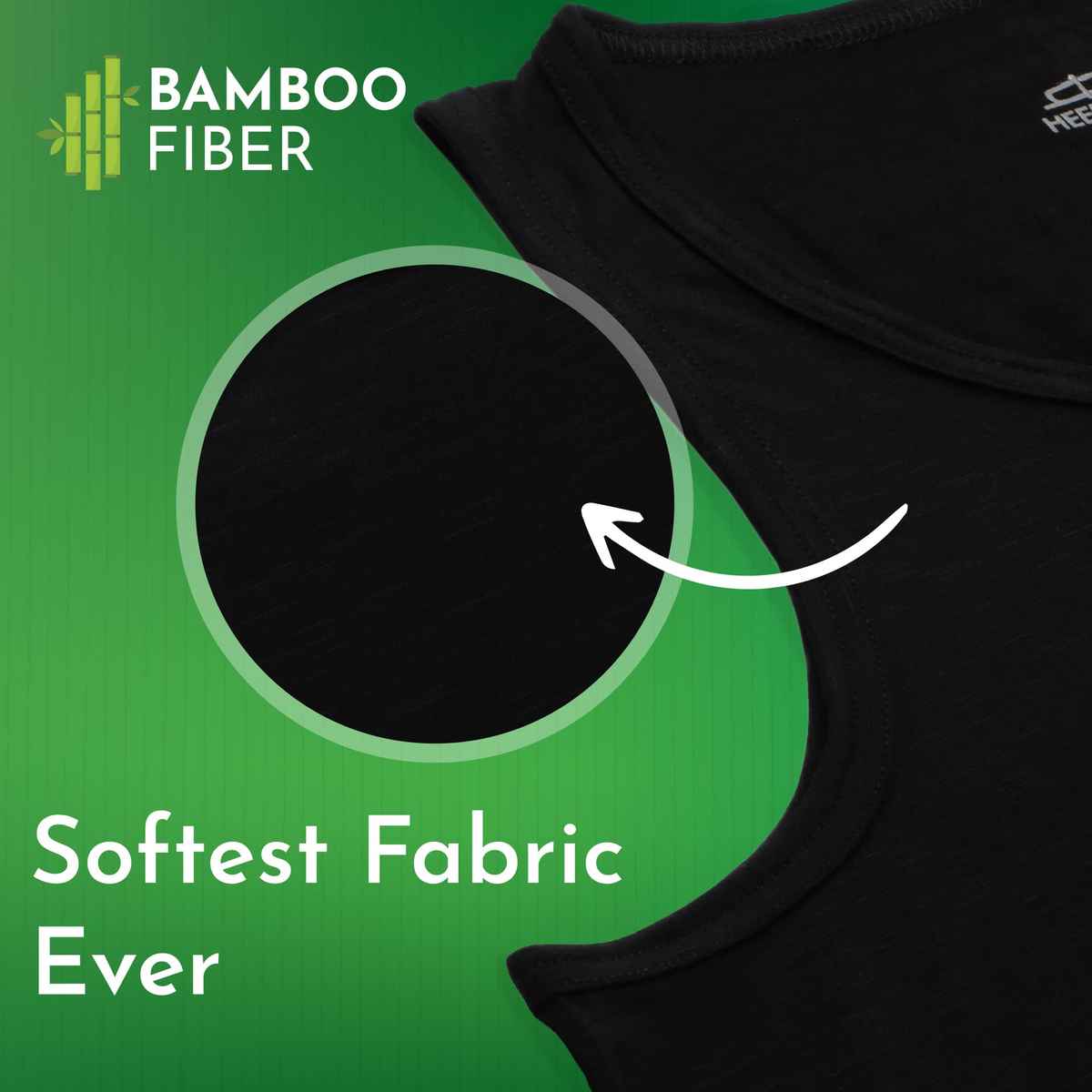 Heelium Bamboo Vest for Men | Super Soft-Odour Free & Comfort Fit | Pack of 1 - Black | L
