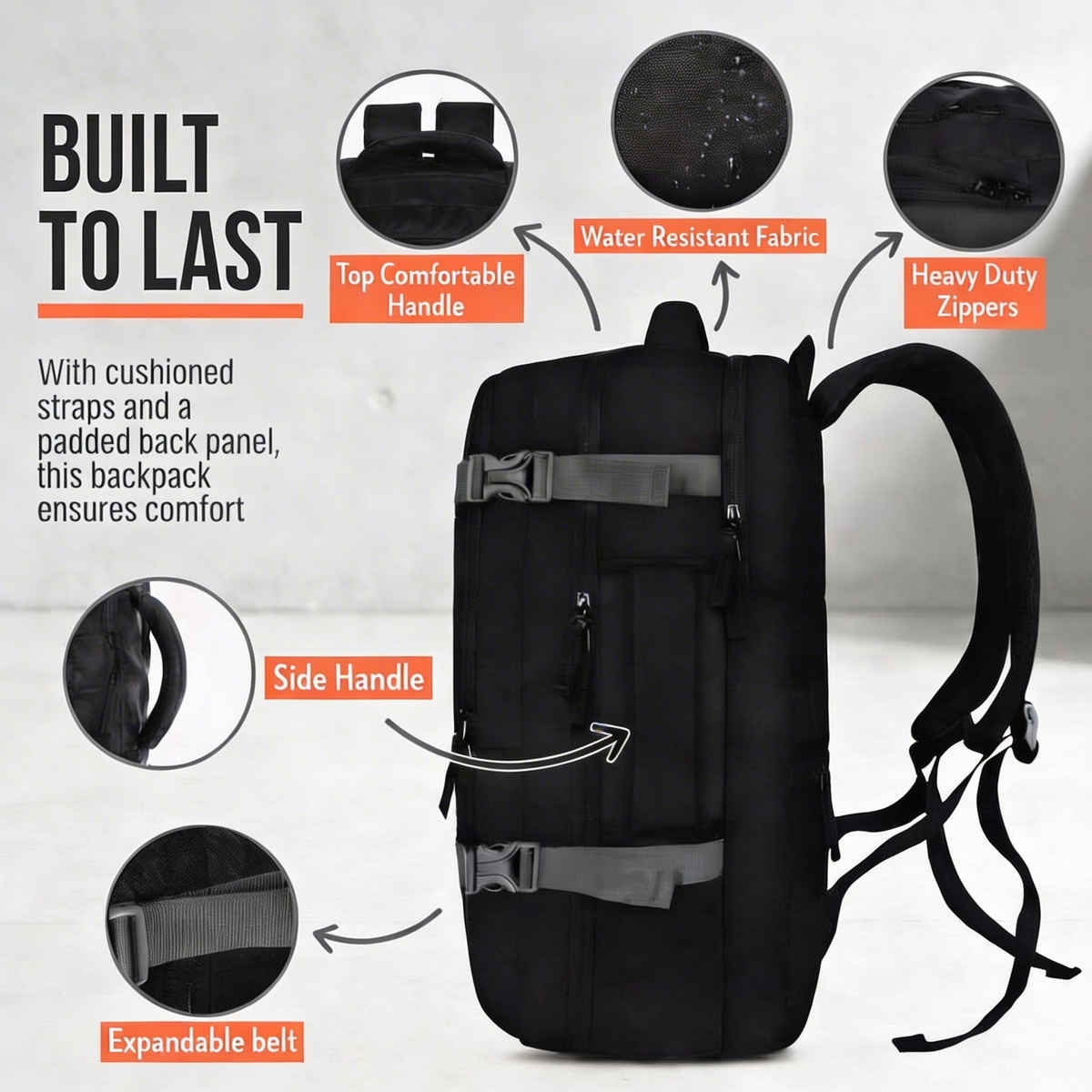 Lunar's Headpro 45L Laptop Backpack | Water Resistant | Anti-Theft | Office | Travel | School Bag
