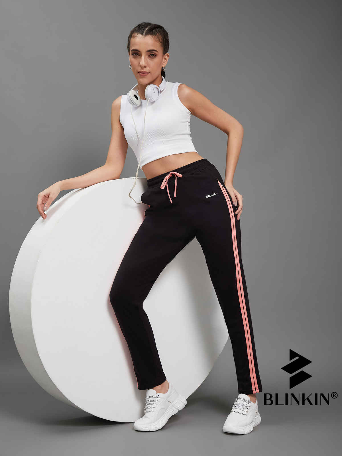 Blinkin Women's Cotton Striped Pyjamas & Track Pants with Side Pockets | Black - L