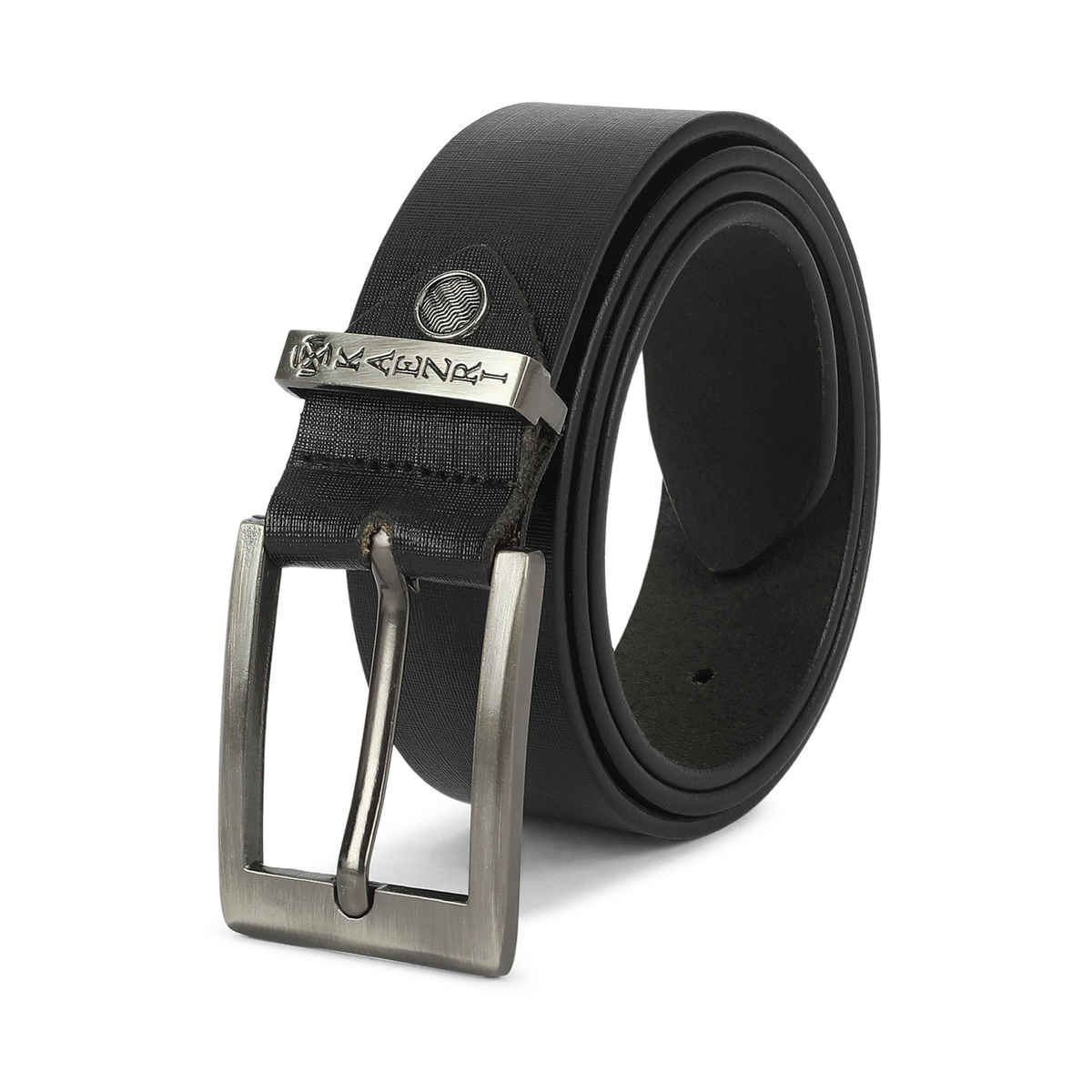 Kaezri Genuine Leather Black Liner Belt for Men | Wrinkle - 42