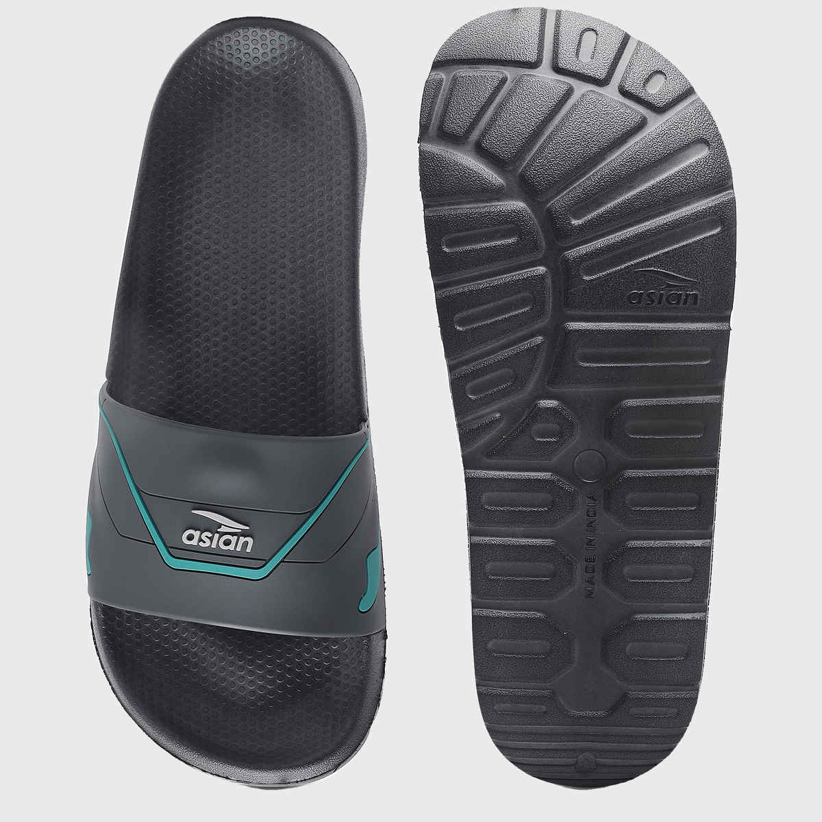 Asian Slider-31 Men Slides Grey-Firozi (Size-9)