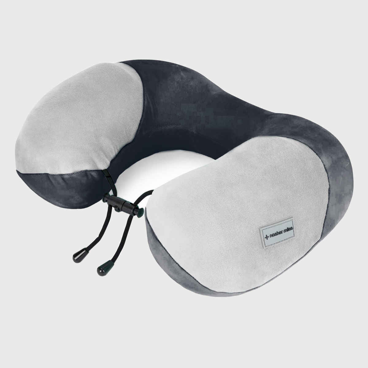 Nasher Miles 100% Pure Memory Foam Travel Neck Pillow- Stable Neck Support- Black And Grey