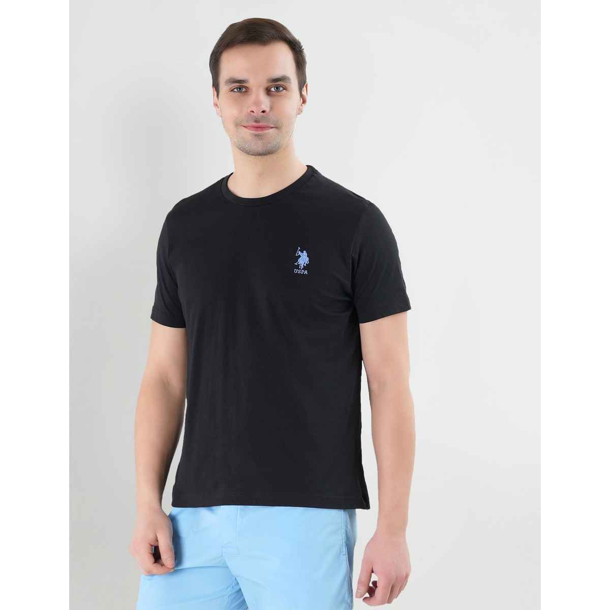 U.S. Polo Assn. Men's Crew Neck Embroidered Logo Lounge T-Shirt | Black - M