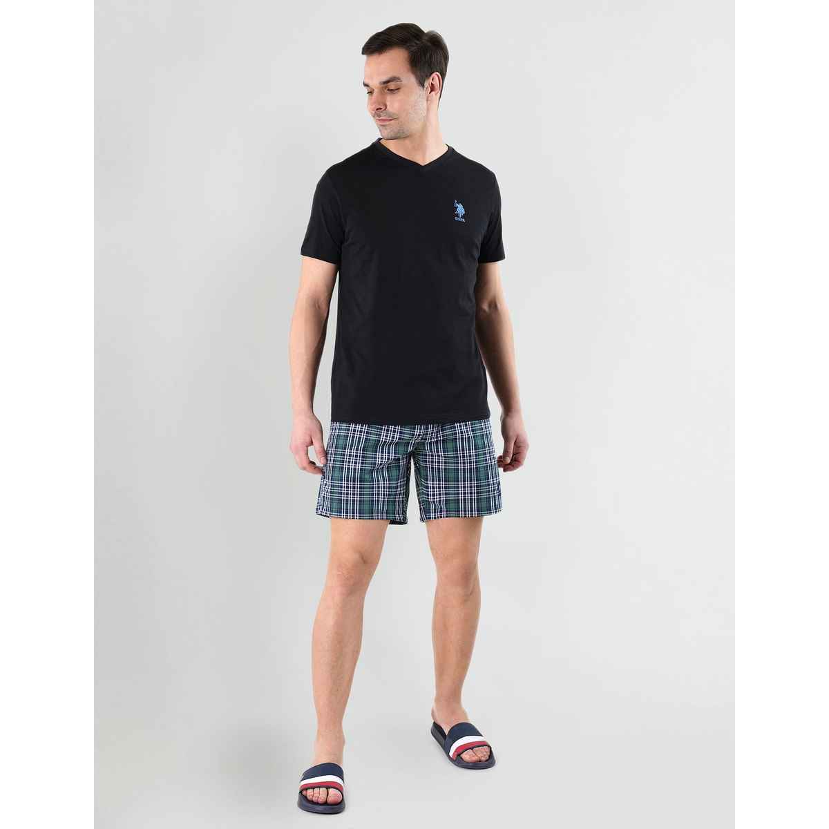 U.S. Polo Assn. Men's V-Neck Embroidered Logo Lounge T-Shirt | Black - S