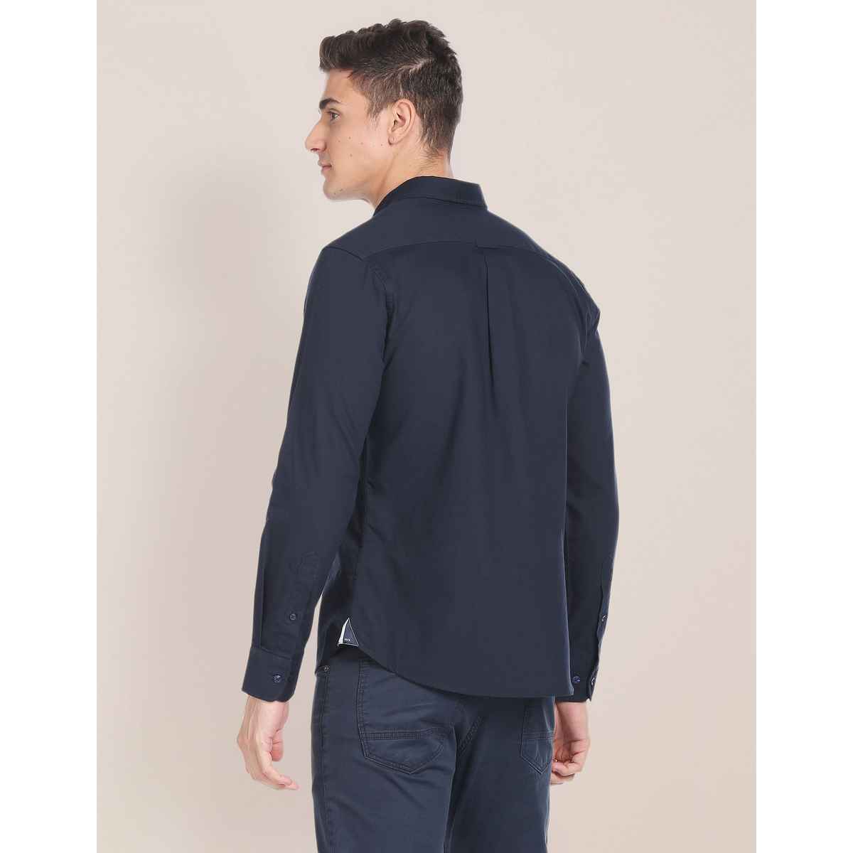 USPA Solid Slim Fit Shirt For Man - Navy - M