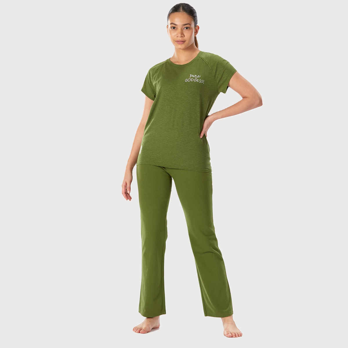 Decathlon | Kimjally WoMen's Cotton Comfort Fit Yoga Pants | Green - S