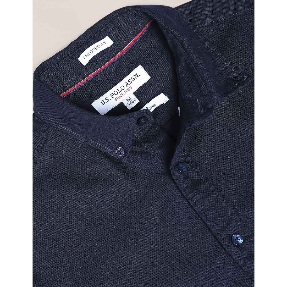 USPA Solid Slim Fit Shirt For Man - Navy - M