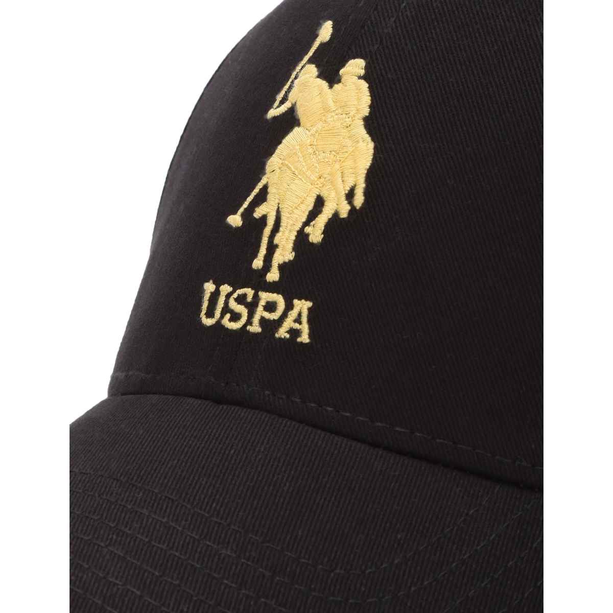 USPA Contrast Logo Cotton Cap For Men Stylish - Black - One Size