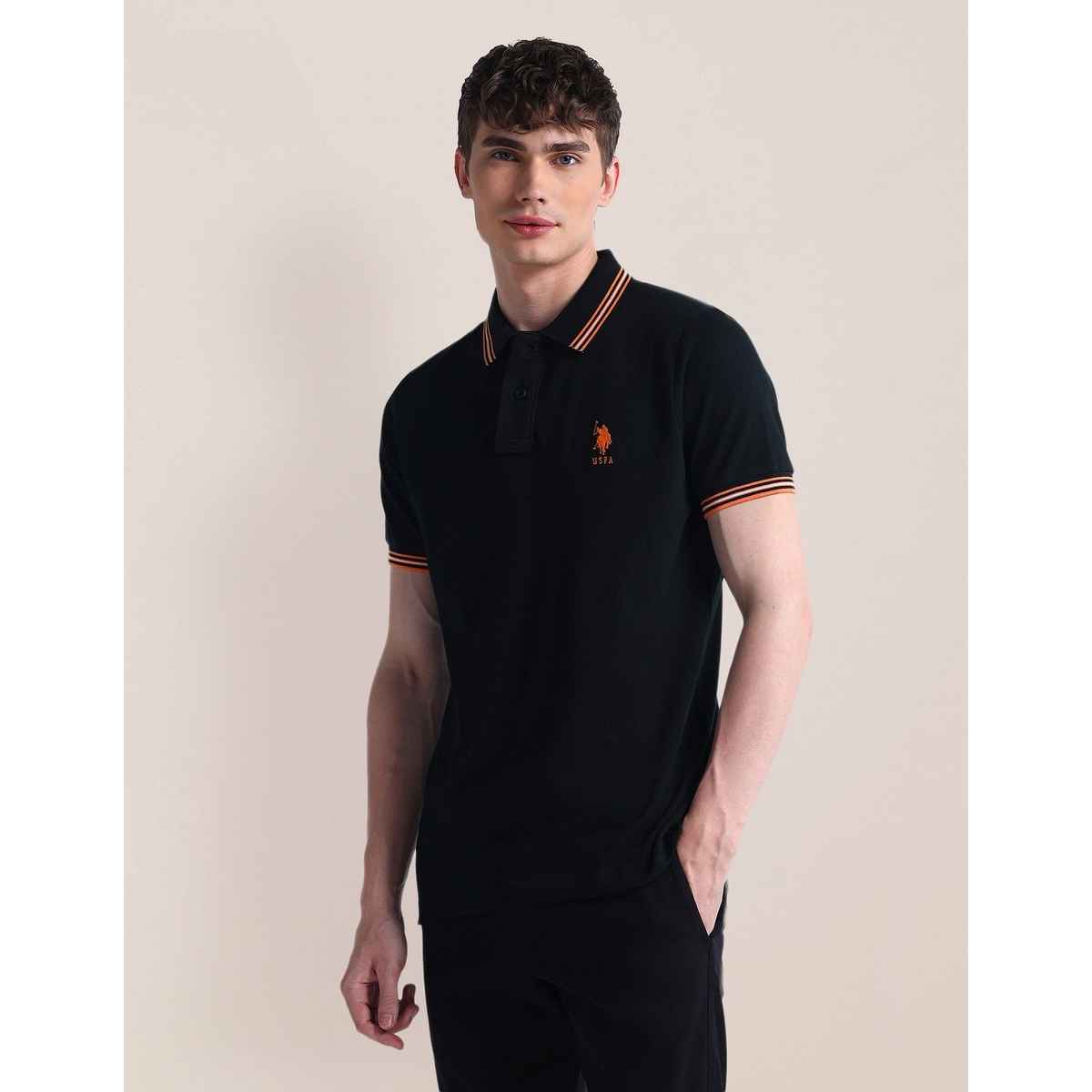 U.S. Polo Assn. Men's | Black Polo T-shirt | XL