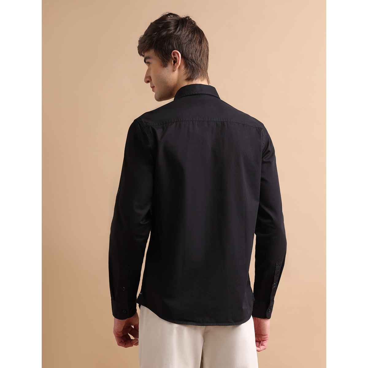 USPA Cotton Casual Shirt For Men - Black - L