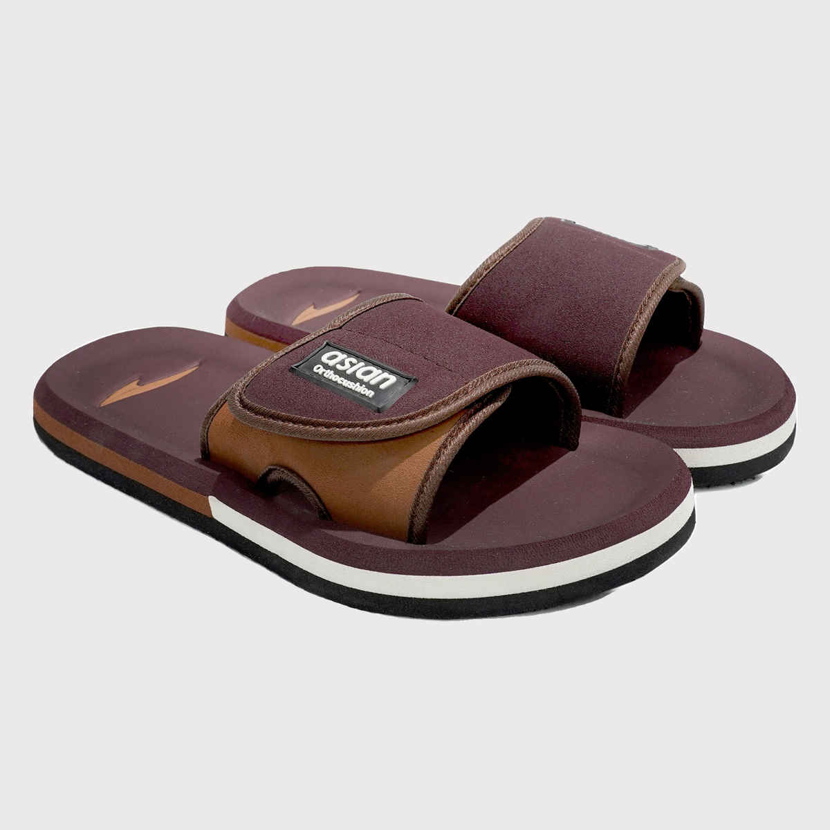 Asian Men's Fabrication Slides | AFG-706 | Brown and Tan - UK 10