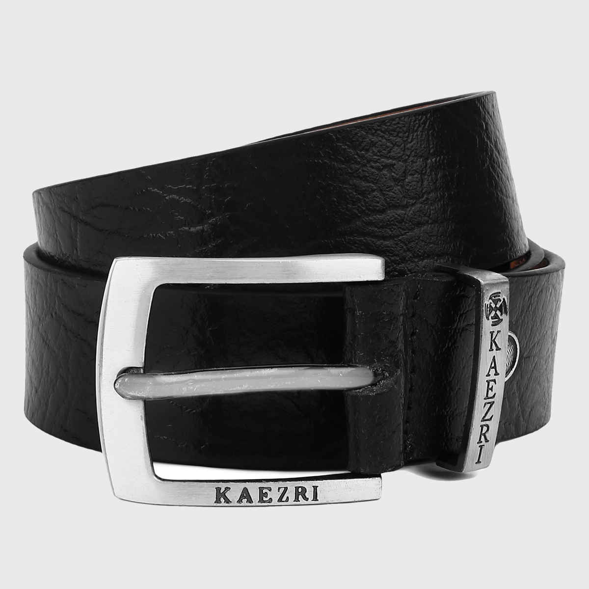 Kaezri Genuine Leather Black Textured Belt for Men | Katablcob - 42
