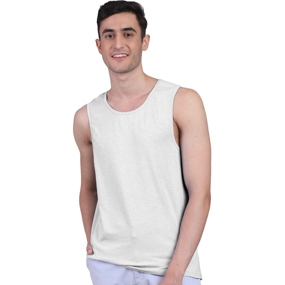 Freecultr Bamboo Men's Vest - L | Deep Neck | No Show Shoulder Strap | Ultra-Soft | Odor-Free | Longer Length