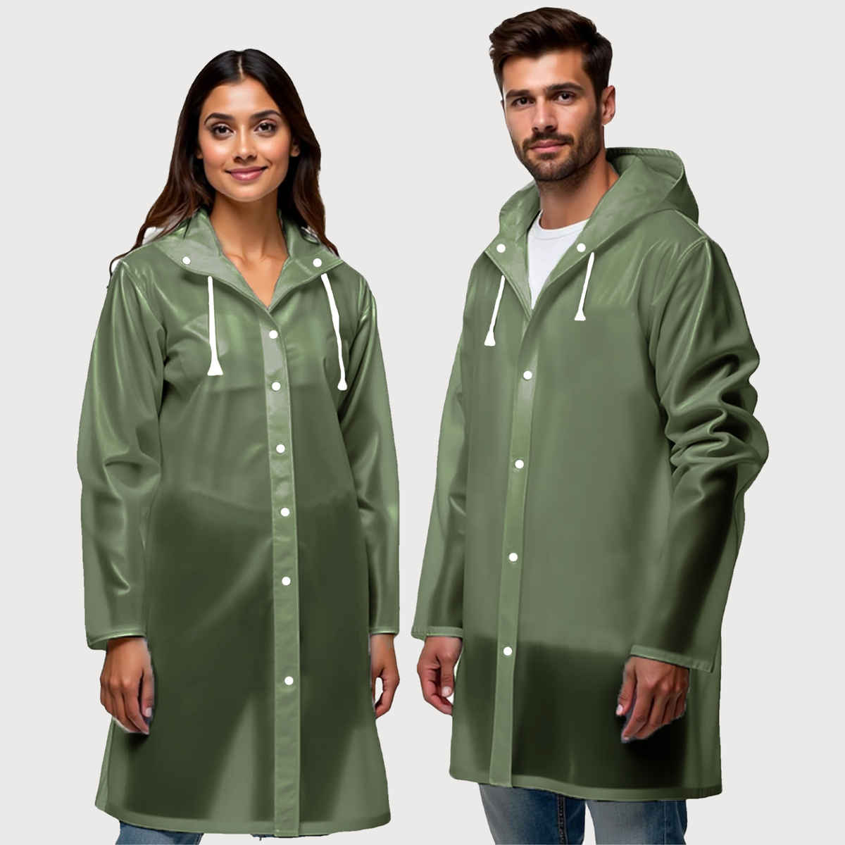 Robustt Unisex Raincoat With Hood | Waterproof | EVA Material | Universal Size - Green