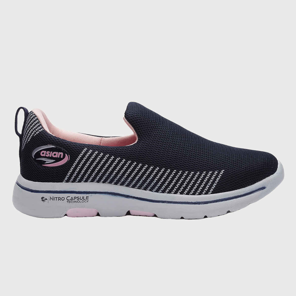 Asian Women s Firefly-111 Navy Pink Slipon Shoes | UK-5