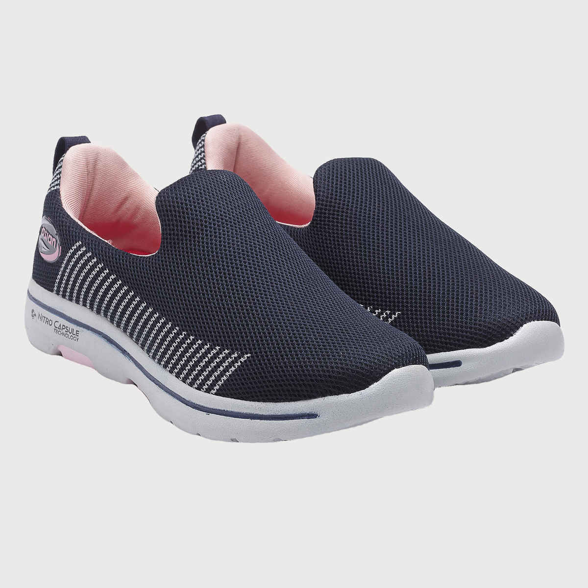 Asian Women s Firefly-111 Navy Pink Slipon Shoes | UK-5