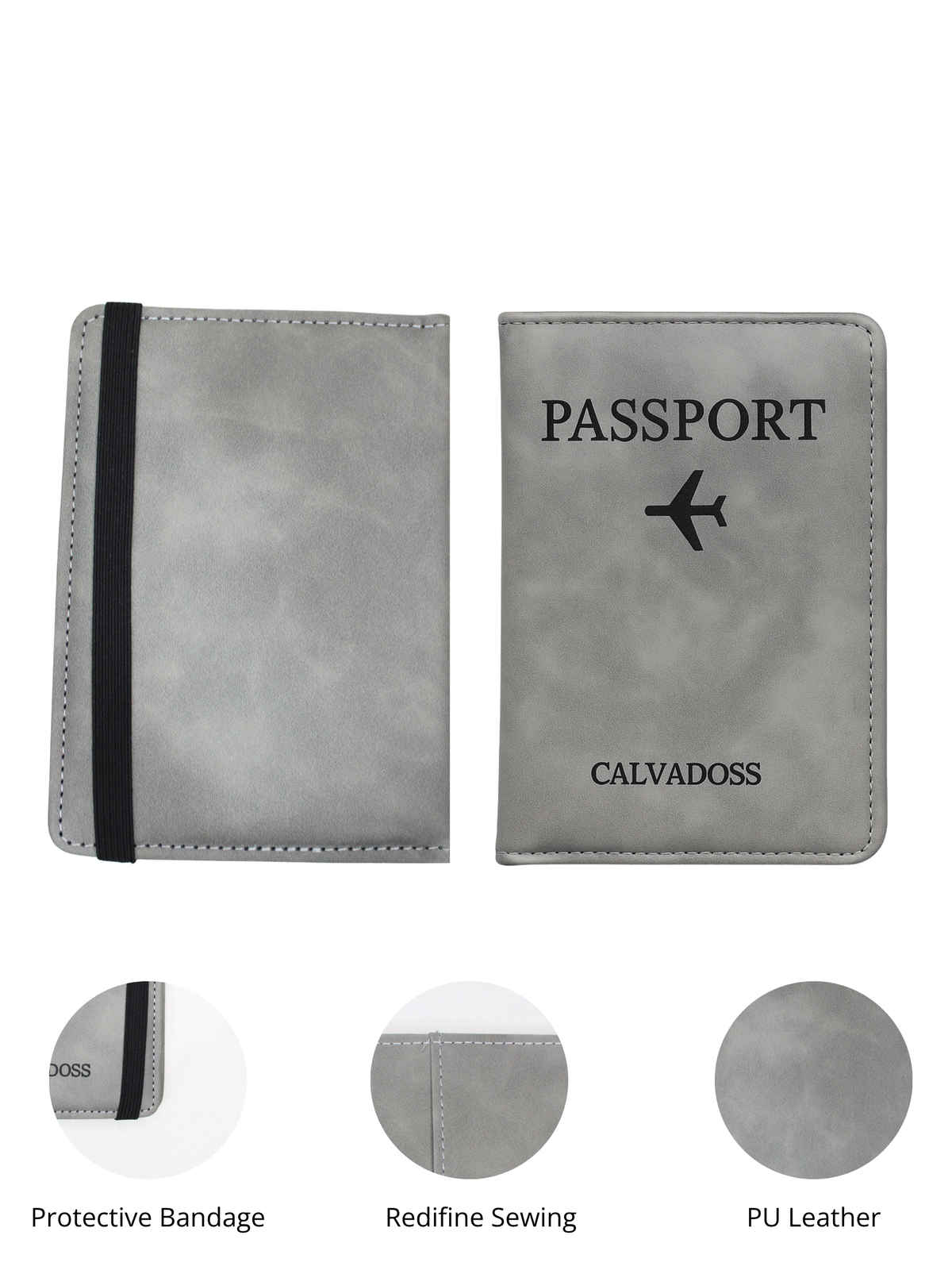 Calvadoss Travel Passport Holder | Grey