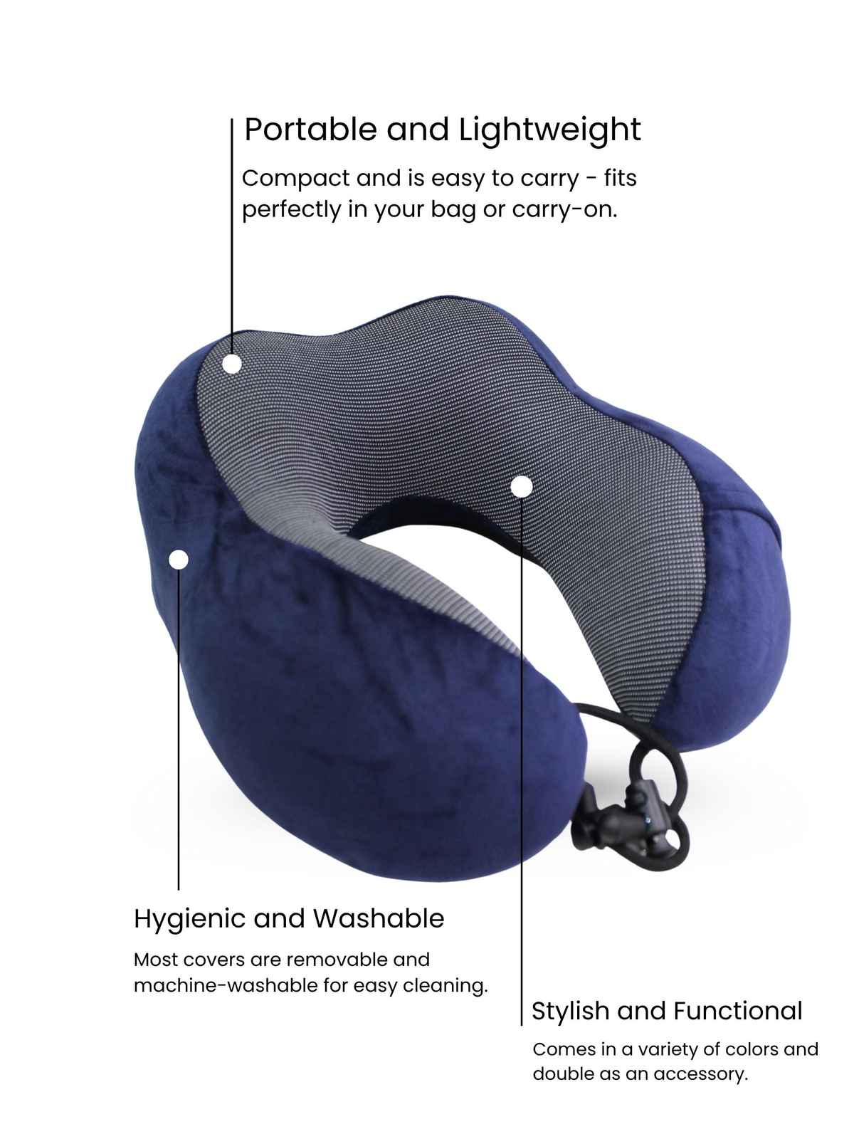 Calvadoss Memory Foam Travel Neck Pillow - Ergonomic Comfort | Blue