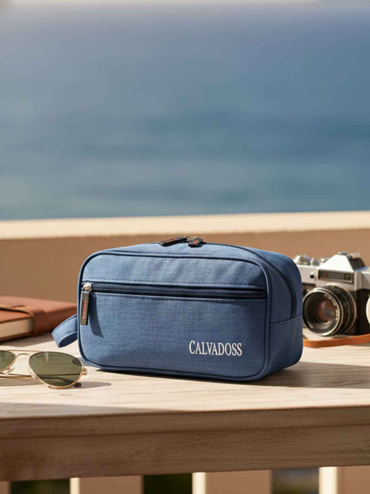 Calvadoss Travel Kit - Essential Toiletry & Grooming Pouch for Men & Women | Blue