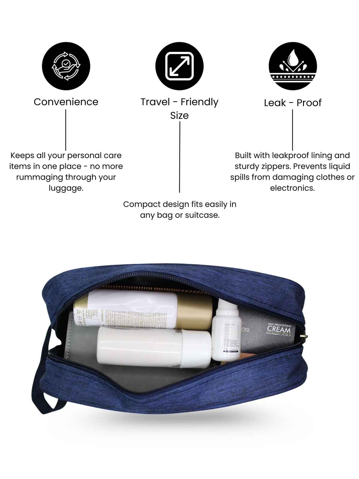 Calvadoss Travel Kit - Essential Toiletry & Grooming Pouch for Men & Women | Blue