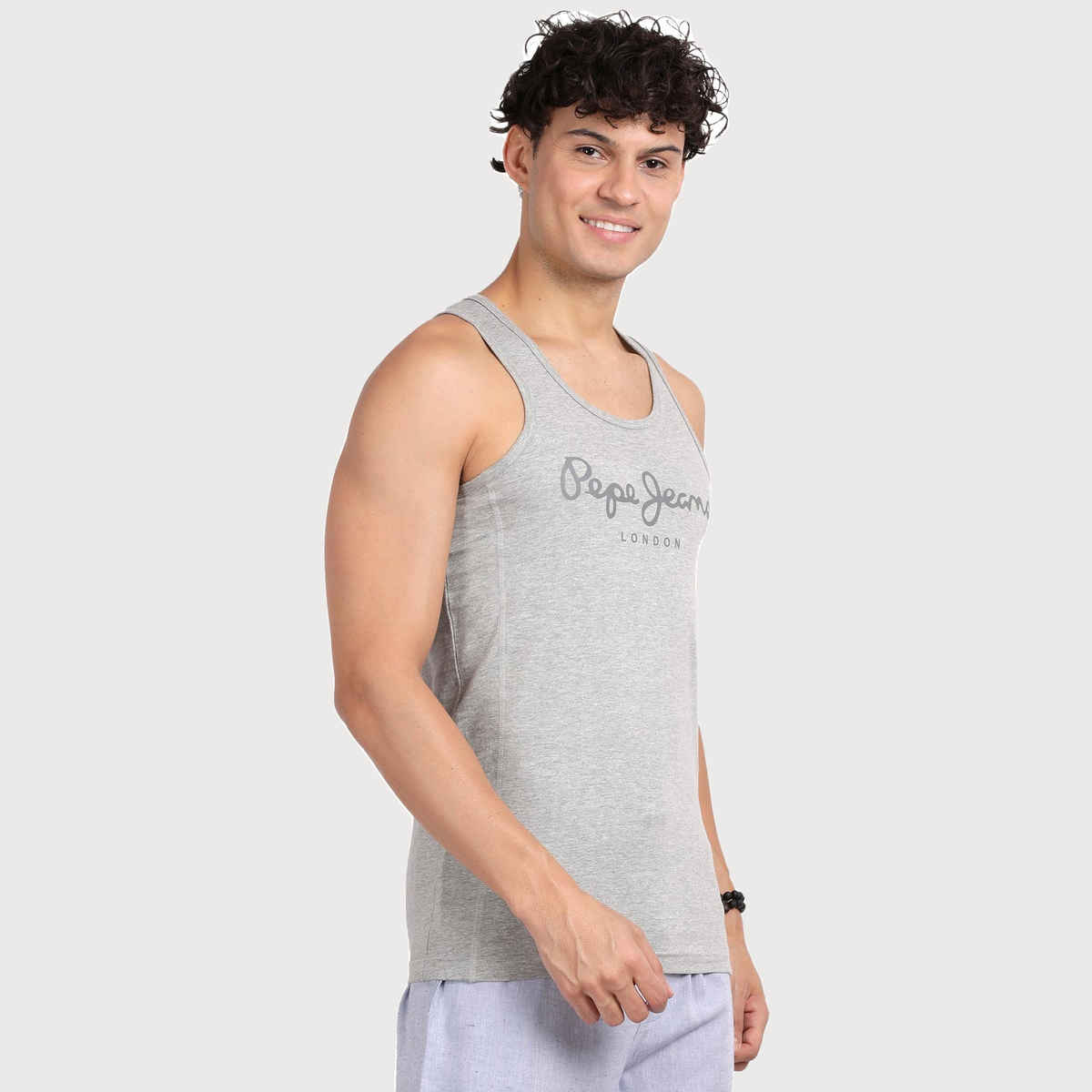 Pepe Jeans Mens Grey Melange Cotton Solid Gym Vest - Pack of 1 (S) Comfort Fit, Soft Fabric