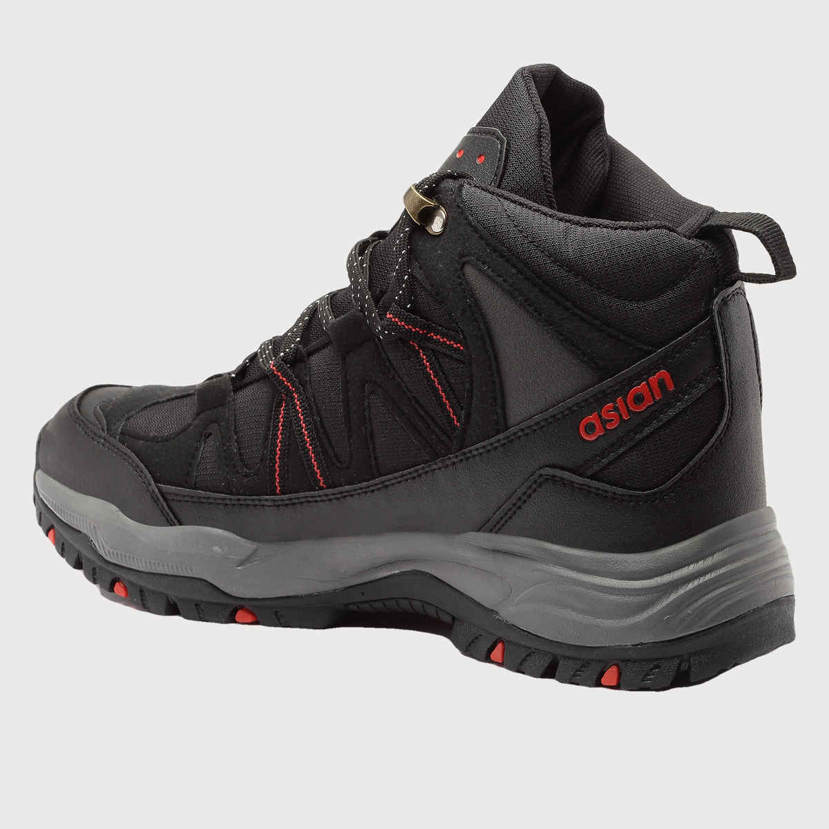 Asian Everest-21 Trekking Shoes For Men Black Red | UK-10
